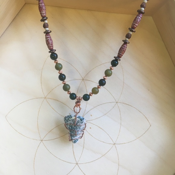 Tree agate wire wrapped necklace - Picture 3 of 6